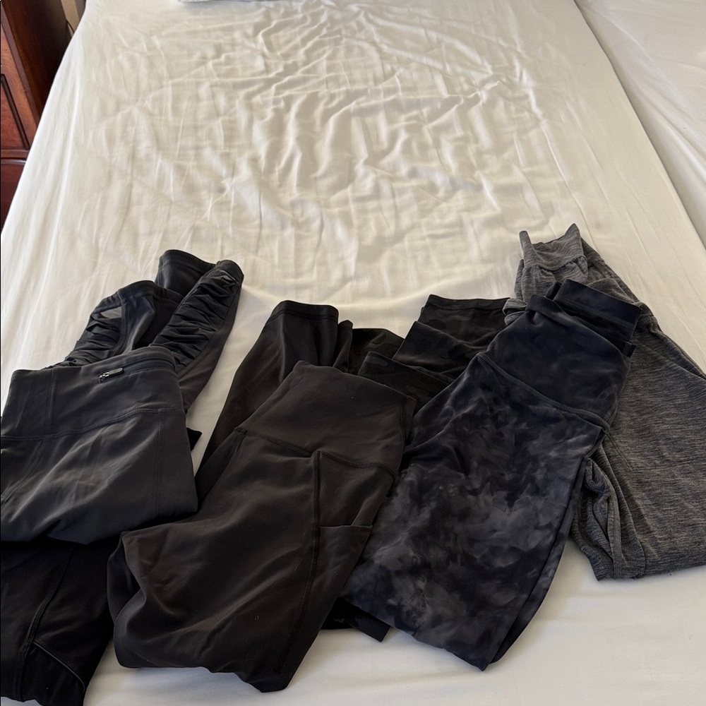 lululemon athletica Black and Gray Leggings Collection.  6 Leggings